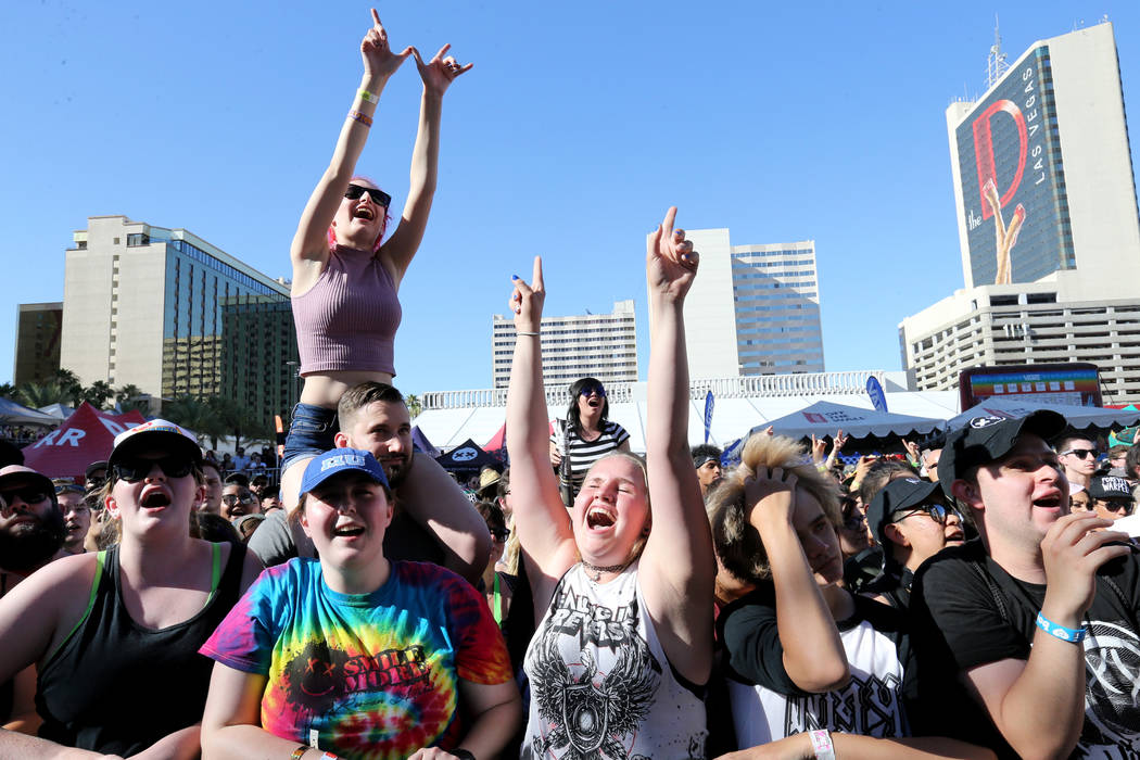 Fans watch We the Kings perform during Warped Tour at Downtown Las Vegas Events Center on Friday, June 29, 2018. K.M. Cannon Las Vegas Review-Journal @KMCannonPhoto