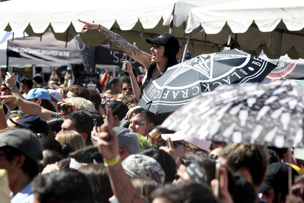 Fans cheer as Mayday Parade performs during Warped Tour at Downtown Las Vegas Events Center on Friday, June 29, 2018. K.M. Cannon Las Vegas Review-Journal @KMCannonPhoto