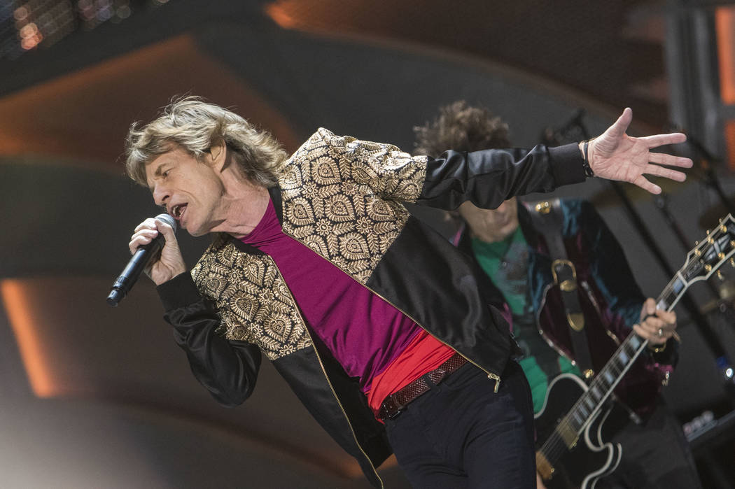 The Rolling Stones frontman Mick Jagger performs during the bands ZIP CODE tour at the T-Mobile Arena in Las Vegas on Saturday, Oct. 22, 2016. Richard Brian/Las Vegas Review-Journal Follow @vegasp ...