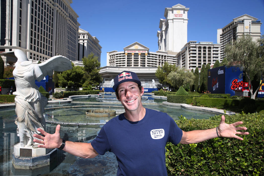 Travis Pastrana, professional motorsports competitor and stunt performer, at the Caesars Palace casino-hotel in Las Vegas, Friday, July 6, 2018. Pastrana will be attempting to jump the Caesars Pal ...
