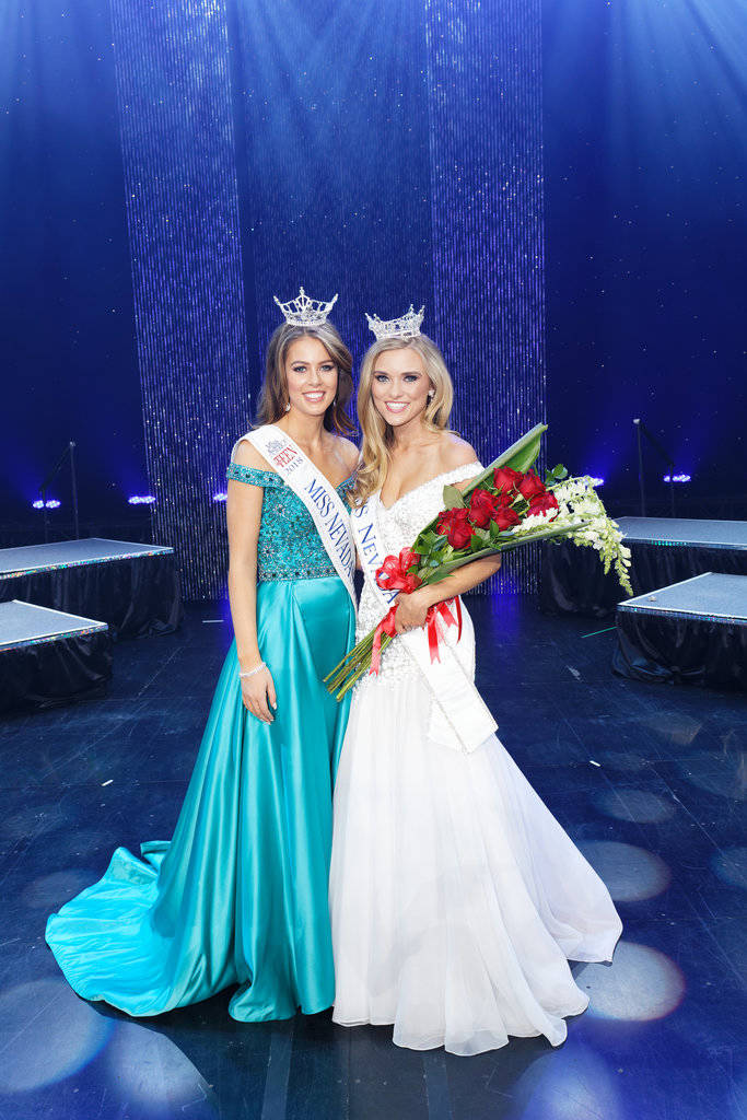 Newly crowned Miss Nevada, Alexis Hilts, with Miss Outstanding Teen Tia Henderson. Chezaray Photography