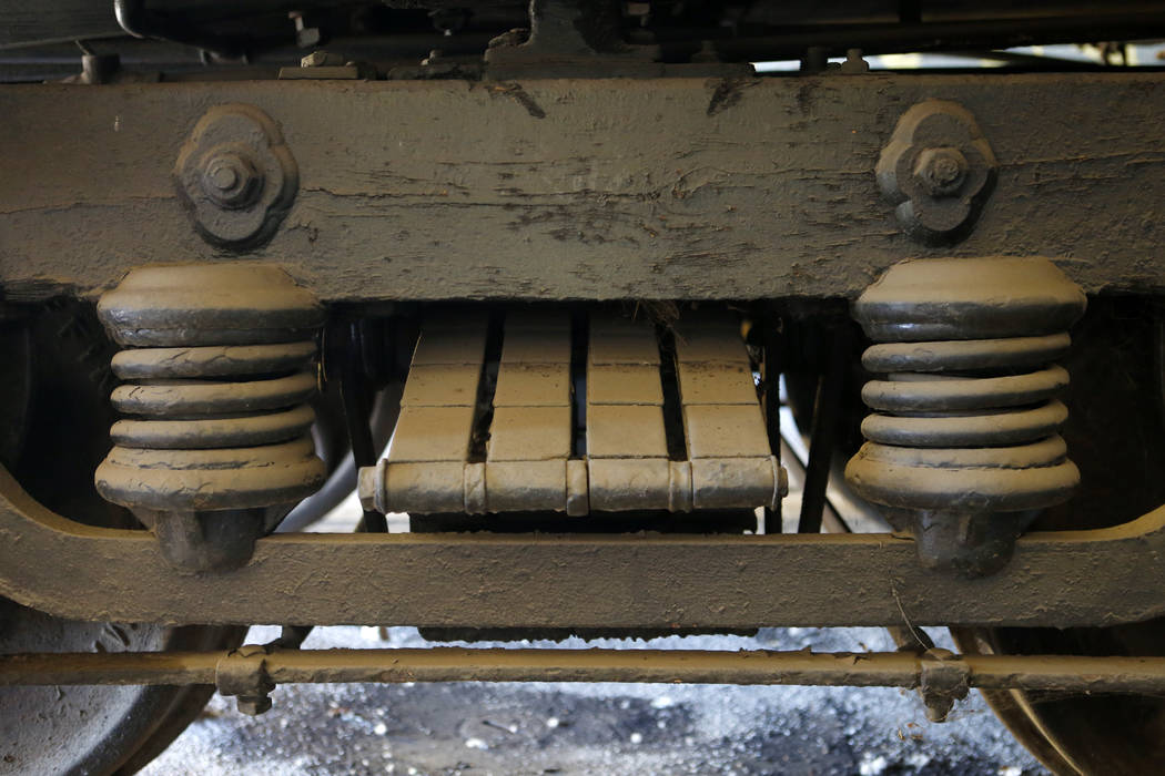 The historic V&T Coach No. 17, built in 1868, carried dignitaries and four special spikes to the ceremony at the Promontory Summit at the time the golden spike connected the transcontinental railr ...