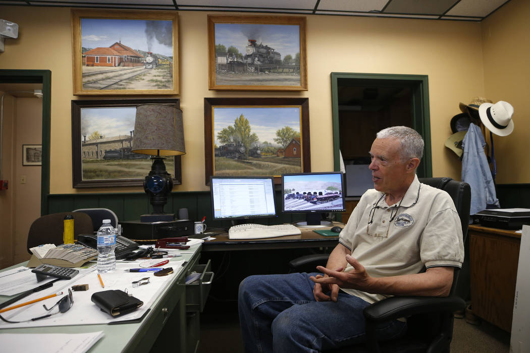 Wendell Huffman, curator of history at the Nevada Railroad Museum, in Carson City, talks about the historic V&T Coach No. 17 from his office on Friday, June 29, 2018. (Cathleen Allison/Las Vegas ...