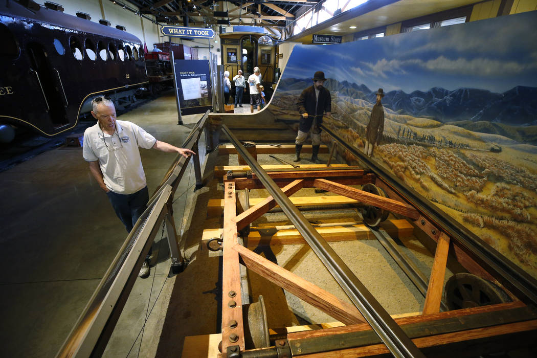 Wendell Huffman, curator of history at the Nevada Railroad Museum, in Carson City, talks about the history of rail construction on Friday, June 29, 2018. (Cathleen Allison/Las Vegas Review-Journal)