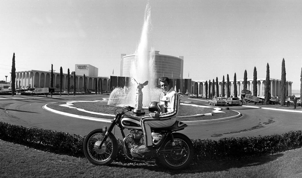 Evel Knievel outside of Caesars Palace in 1967. (Las Vegas News Bureau)