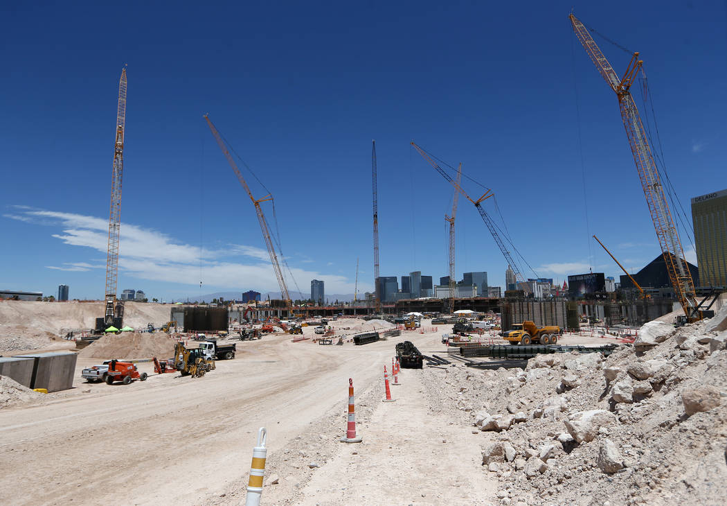 The construction site for the future Raiders stadium in Las Vegas, Thursday, June 28, 2018. Erik Verduzco Las Vegas Review-Journal @Erik_Verduzco