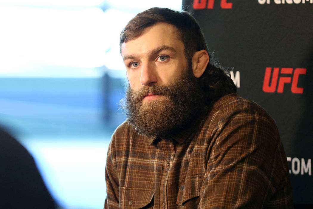 UFC lightweight Michael Chiesa answers questions from reporters at a media day ahead of UFC 223 at the UFC Performance Institute in Las Vegas, Monday, March 26, 2018. Heidi Fang Las Vegas Review-J ...