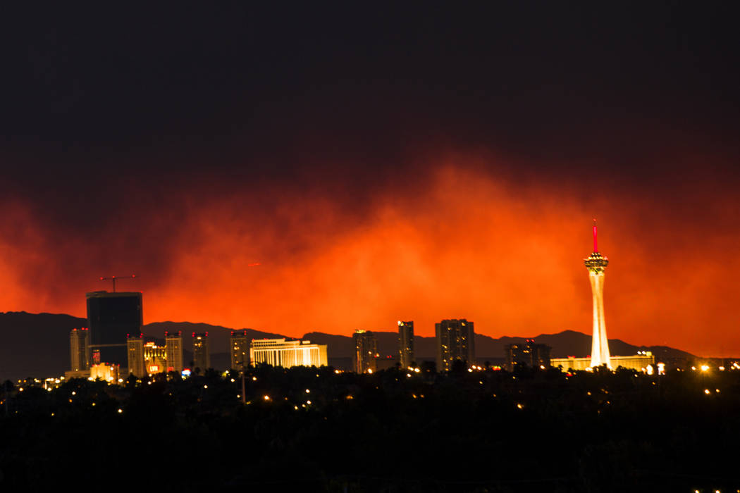 The smoke from the Carpenter 1 Fire over Las Vegas on Monday, April 8, 2013. (Jeff Scheid/Las Vegas Review-Journal)