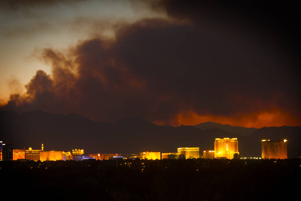 The smoke from the Carpenter 1 Fire over Las Vegas on Monday, April 8, 2013. The fire located 25 miles west of Las Vegas has burned 24-square miles. (Jeff Scheid/Las Vegas Review-Journal) Jeff ...