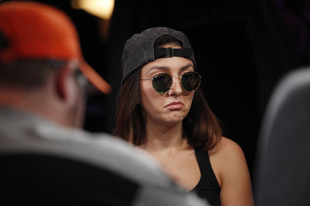 Kelly Minkin during day five of the World Series of Poker tournament at the ESPN feature table at the Rio Convention Center in Las Vegas, Monday, July 9, 2018. Rachel Aston Las Vegas Review-Journa ...