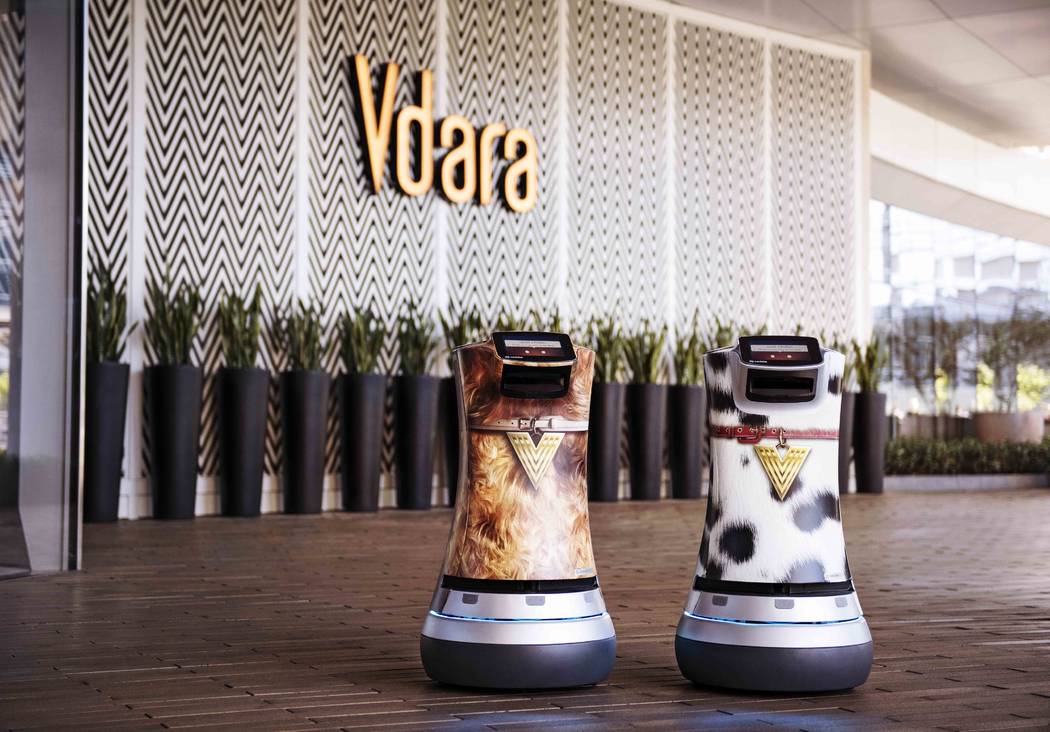 Fetch and Jett are two Relay robots responsible for delivering snacks, sundries, and even spa products directly to guest suites at Vdara. (MGM Resorts International)
