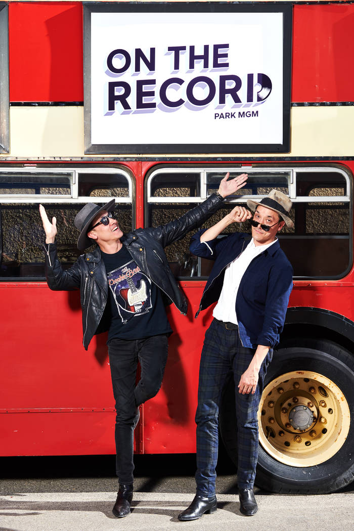 Jonnie and Mark Houston are shown on the 1963 Bristol Lodekka passenger bus being converted into a DJ booth for their new Strip nightspot, On The Record, set to open New Year's Eve at The Park MGM ...