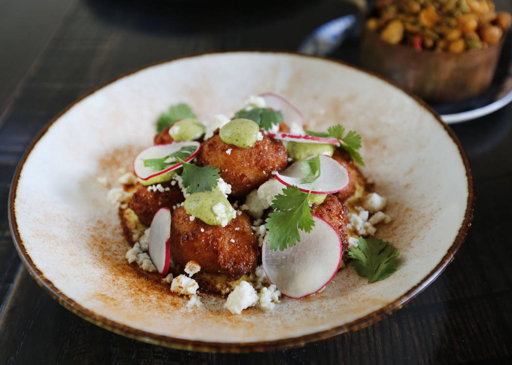 Elote Hushpuppies is seen at The Kitchen at Atomic in Las Vegas, Wednesday, July 11, 2018. Chitose Suzuki Las Vegas Review-Journal @chitosephoto