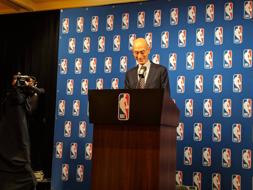 NBA commissioner Adam Silver prepares to address the media Tuesday at Encore. Photo by Mark Anderson/Las Vegas Review-Journal