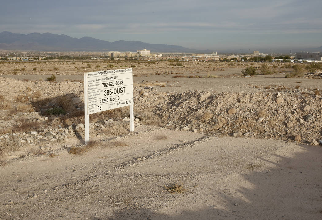 A 55-acre lot photographed on Wednesday, Nov. 15, 2017, in Henderson. Raiders are eyeing to build their new practice facility next to the Henderson Executive Airport. Bizuayehu Tesfaye Las Vegas R ...