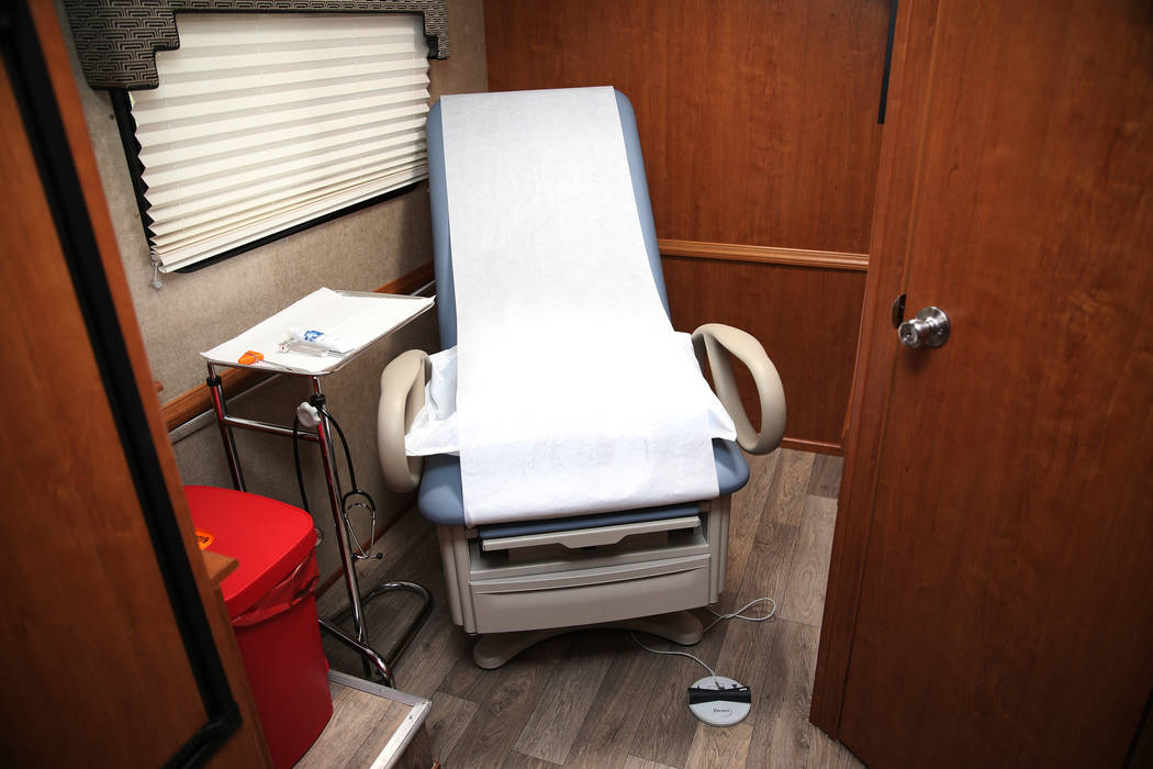 The new Touro University Nevada mobile healthcare clinic parked outside at City National Arena in Las Vegas, Thursday, July 19, 2018. Erik Verduzco Las Vegas Review-Journal @Erik_Verduzco