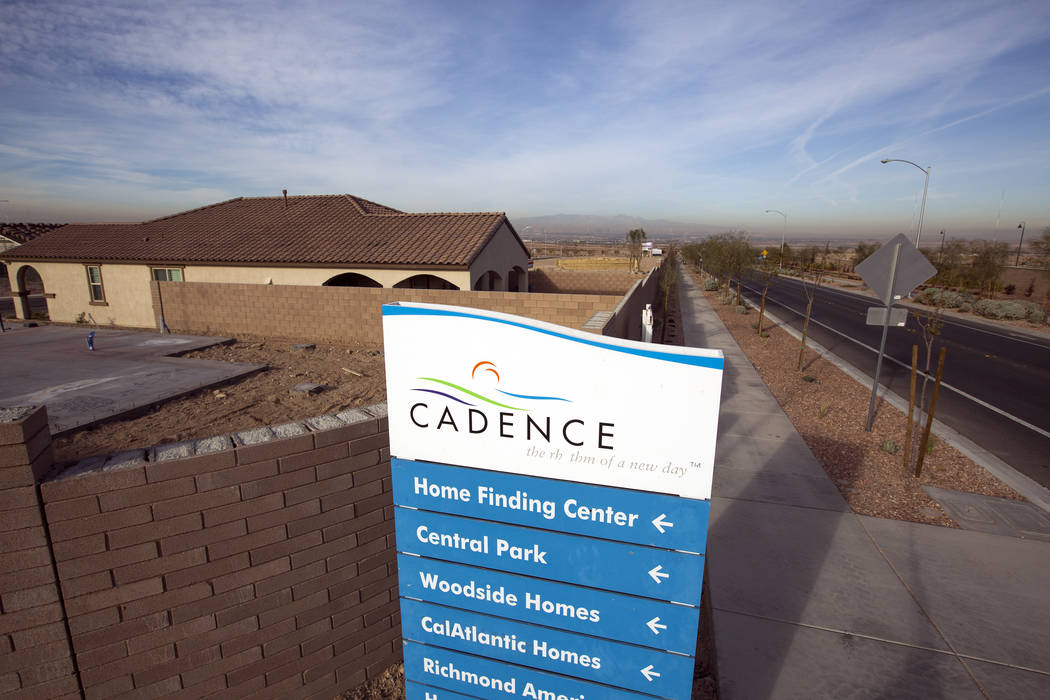A location sign provides direction at Cadence, a 2,300-acre master-planned community in Henderson, in 2016. (Las Vegas Review-Journal File Photo)