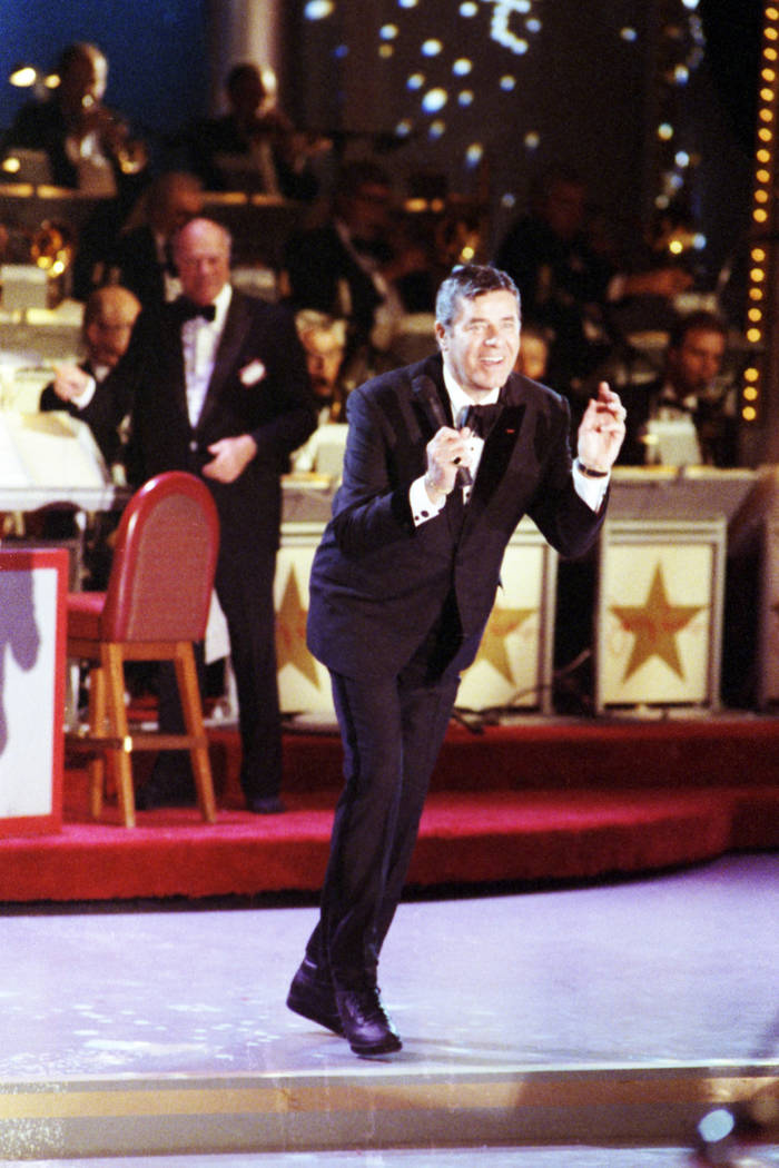 Jerry Lewis dances during the 28th annual Jerry Lewis Telethon to benefit the Muscular Dystroph ...