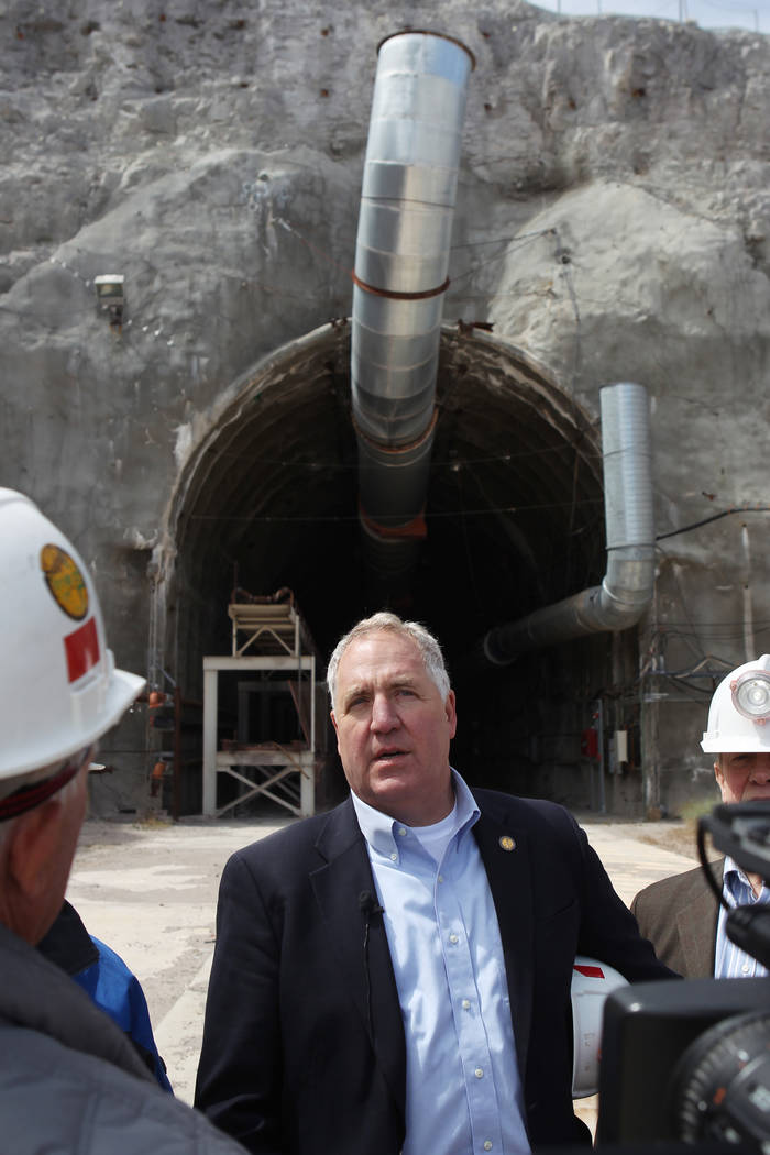 U.S. Rep. John Shimkus, R-Ill, speaks to members of the media after a congressional tour of the Yucca Mountain exploratory tunnel Thursday, April 9, 2015. (Las Vegas Review-Journal)