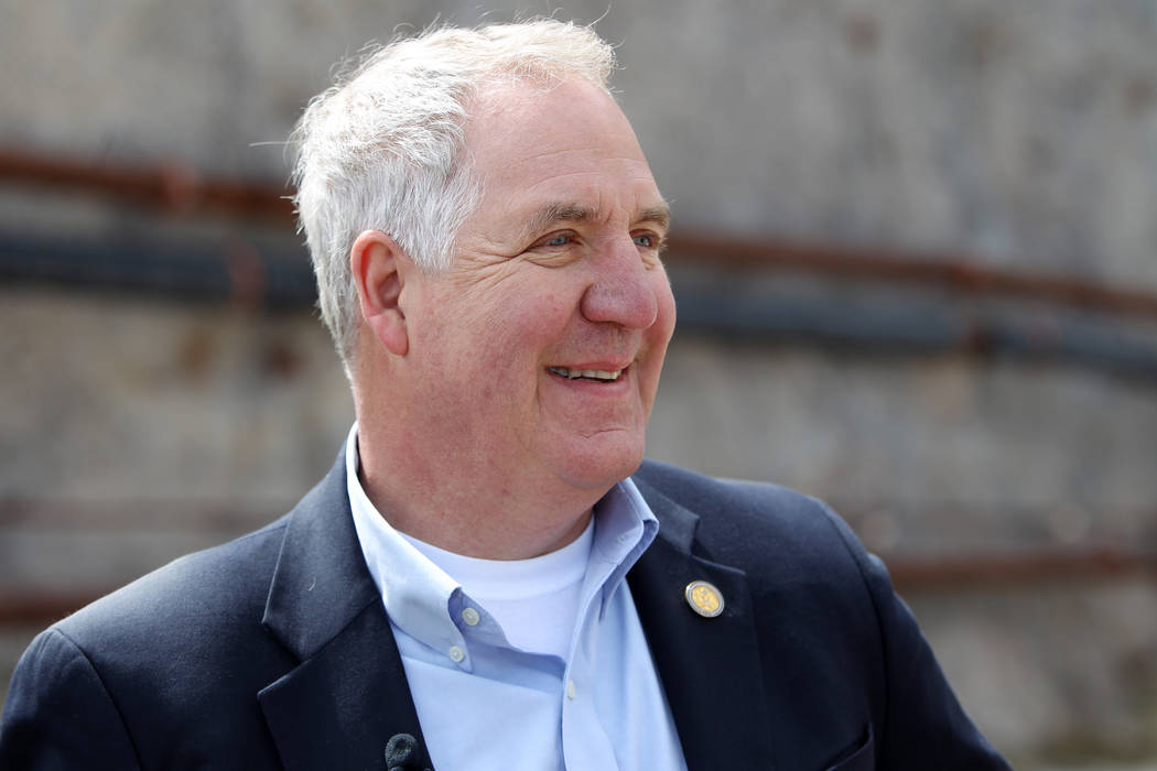 U.S. Rep. John Shimkus, R-Ill, speaks to members of the media after a congressional tour of the Yucca Mountain exploratory tunnel Thursday, April 9, 2015. (Las Vegas Review-Journal)