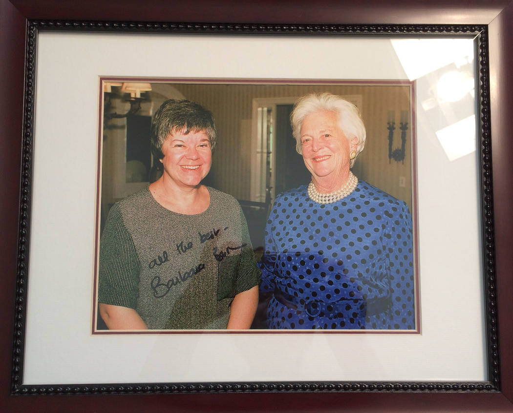 The late Barbara Bush, right, gave a 45-minute interview to then political reporter Jane Ann Morrison on Oct. 13, 1999. She was in Las Vegas fundraising for her son's presidential bid.