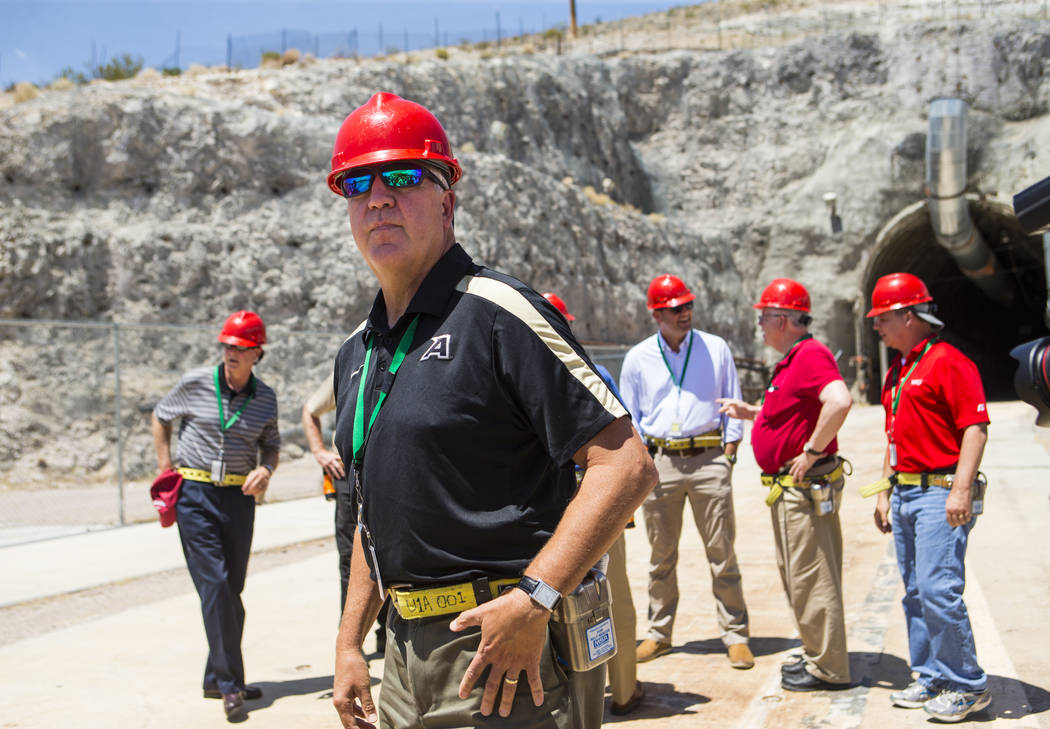 U.S. Rep. John Shimkus, R-Ill., stands outside of the north portal of Yucca Mountain during a congressional tour near Mercury on Saturday, July 14, 2018. Chase Stevens Las Vegas Review-Journal @cs ...