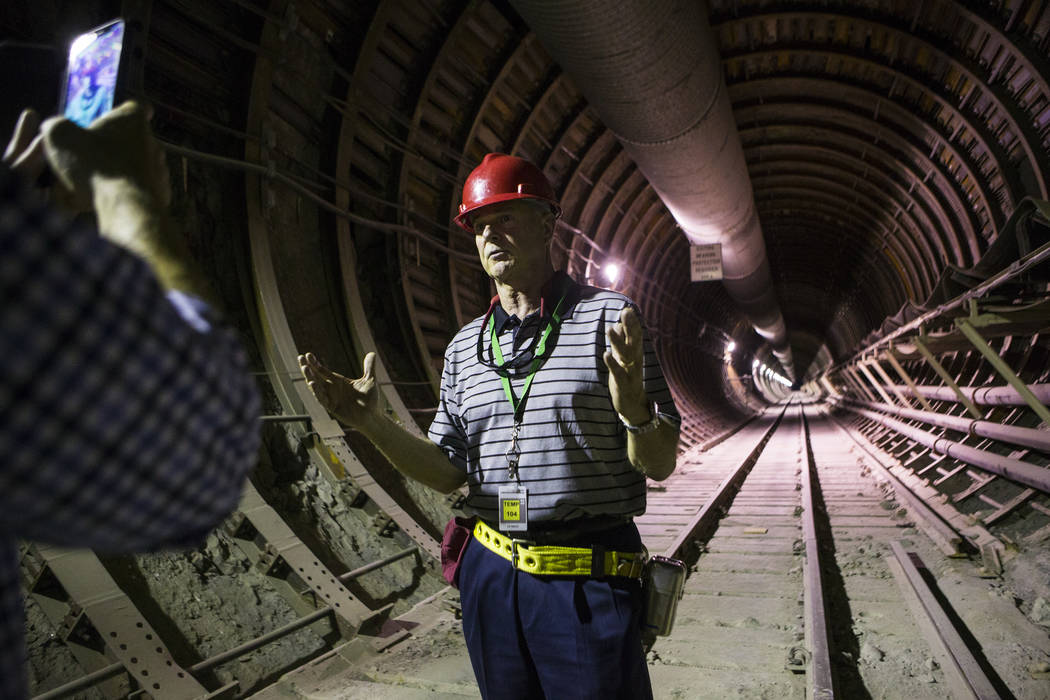 U.S. Rep. Steve Womack, R-Ark., speaks in the south portal of Yucca Mountain during a congressional tour near Mercury on Saturday, July 14, 2018. Chase Stevens Las Vegas Review-Journal @csstevensphoto