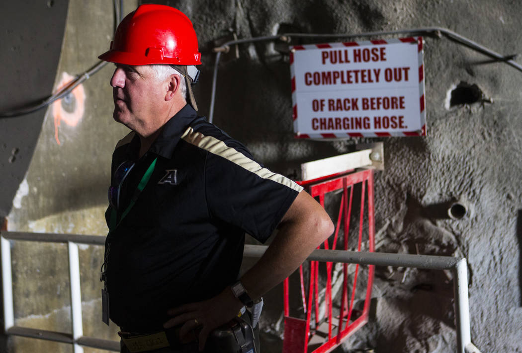 U.S. Rep. John Shimkus, R-Ill., stands in the north portal of Yucca Mountain during a congressional tour near Mercury on Saturday, July 14, 2018. Chase Stevens Las Vegas Review-Journal @csstevensphoto