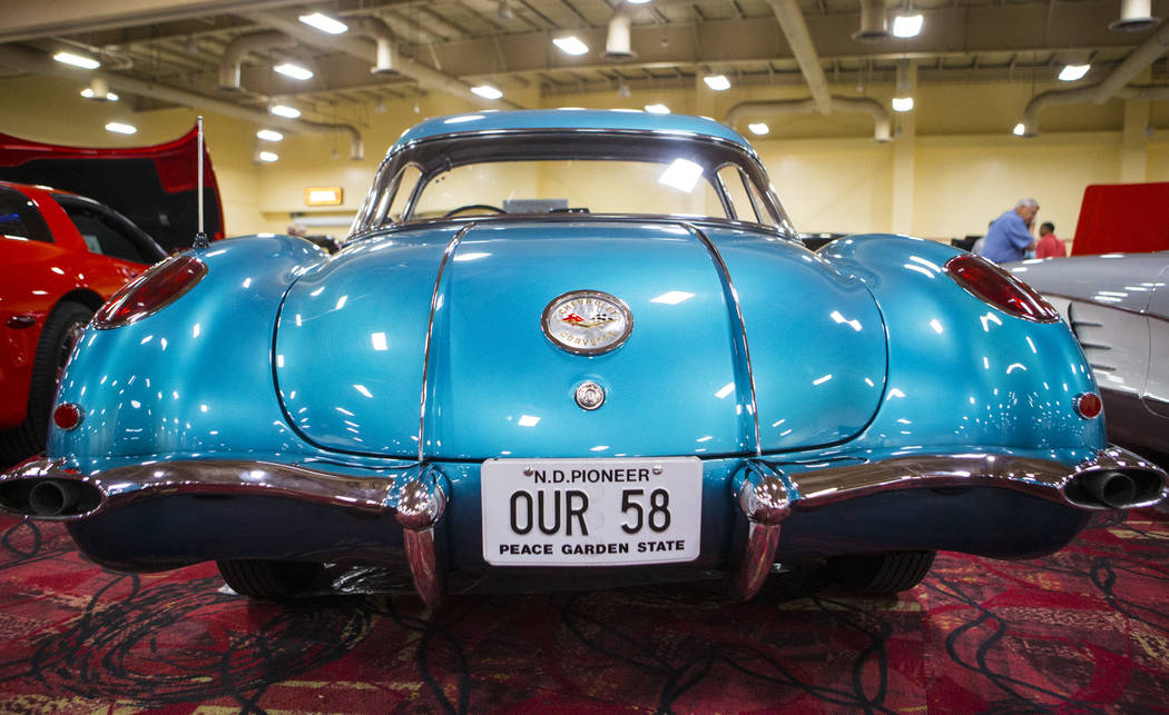 The rear of a 1958 Corvette owned by Don Jiran on display during the National Corvette Restorers Society convention at the South Point in Las Vegas on Tuesday, July 17, 2018. Chase Stevens Las Veg ...