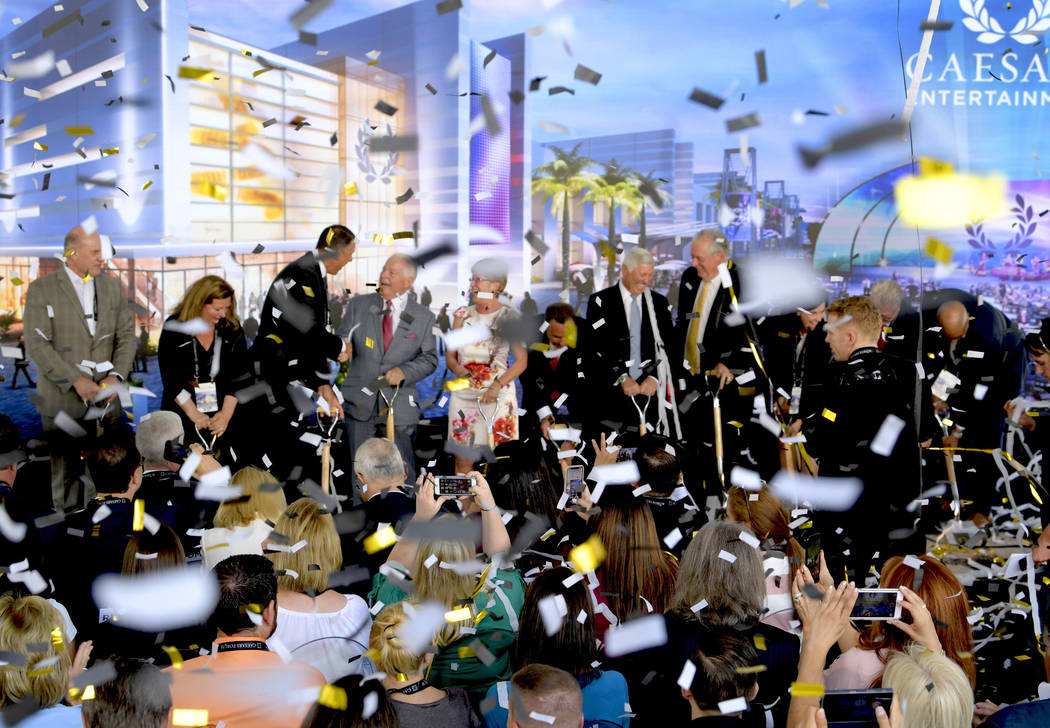 Caesars Entertainment Executives and dignitaries at the groundbreaking of CAESARS FORUM a $375 million, 550,000 square-foot conference center debuting in 2020. Monday, July 16, 2018. CREDIT: Glenn ...