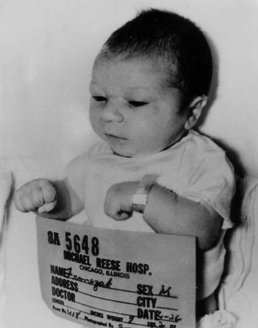 New-born Paul Joseph Fronczak is shown April 26, 1964, shortly after his birth at Michael Reese Hospital in Chicago. The baby was taken from his mother's arms by a woman dressed as a nurse who tol ...