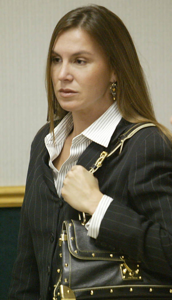 Sandy Murphy leaves court ater a hearing Friday, Aug. 6, 2004, in Clark County District Court in Las Vegas. Defendants Murphy and Rick Tabish won a pretrial victory with a judge's ruling that life ...