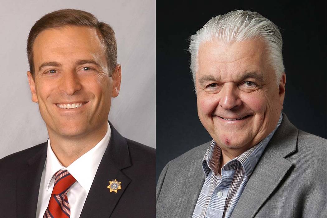 Nevada gubernatorial candidates Adam Laxalt, left, and Steve Sisolak (Las Vegas Review-Journal)