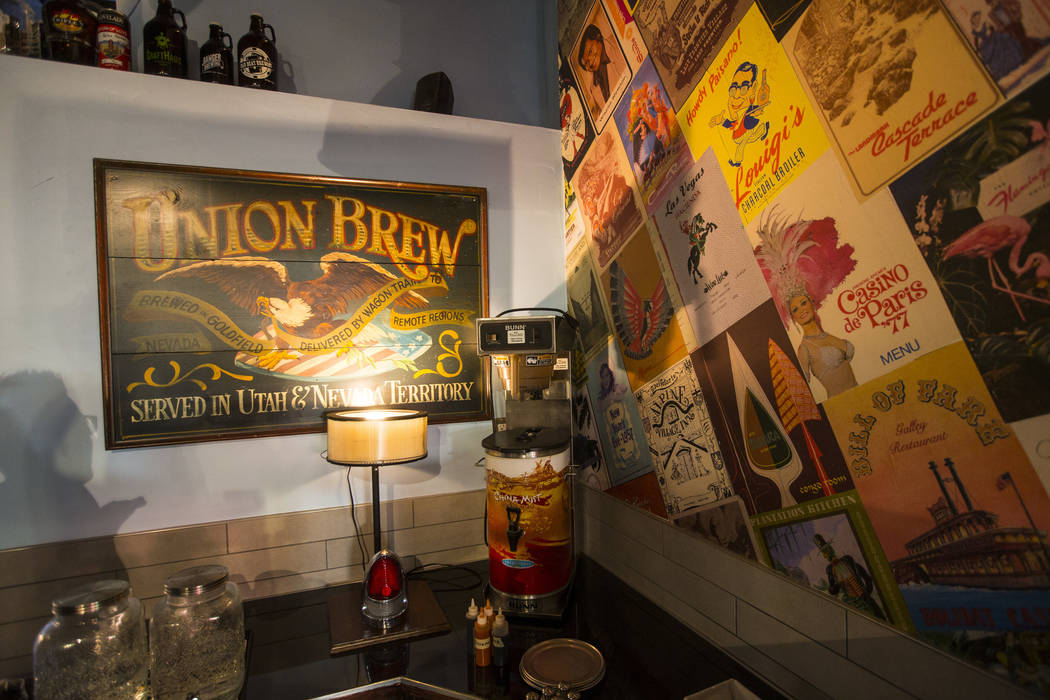 An original sign from Union Brew in Goldfield at Nevada Taste Site on Main Street in downtown Las Vegas' arts district on Thursday, July 19, 2018. Chase Stevens Las Vegas Review-Journal @csstevens ...