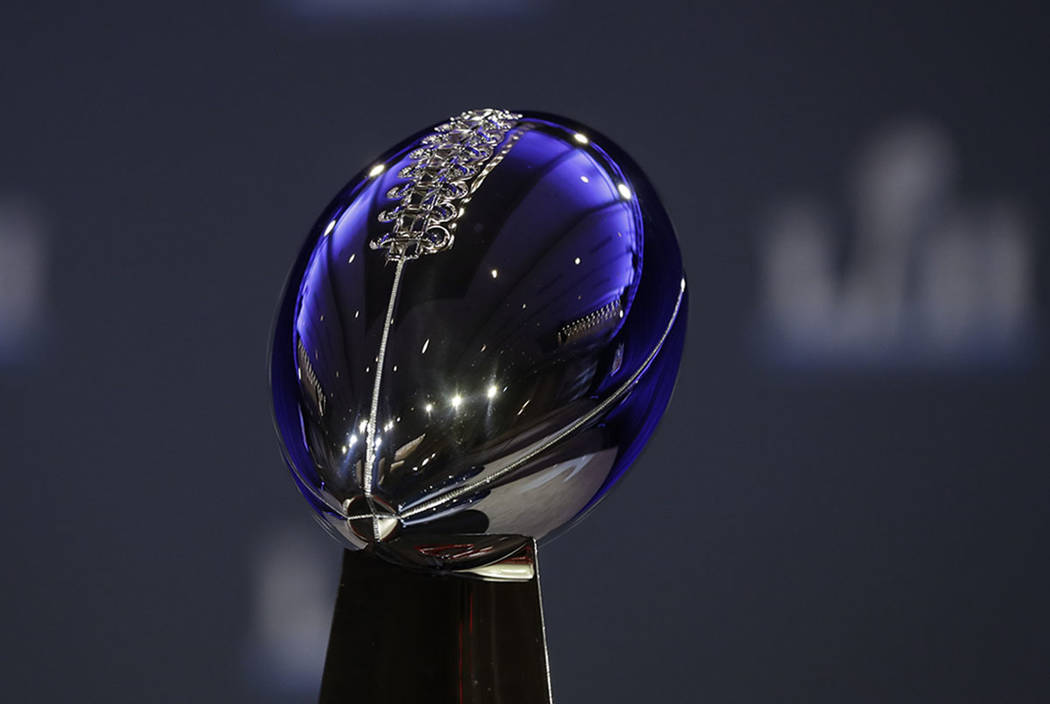The Vince Lombardi Trophy is seen Wednesday, Jan. 31, 2018, in Minneapolis. (AP Photo/Matt Slocum)
