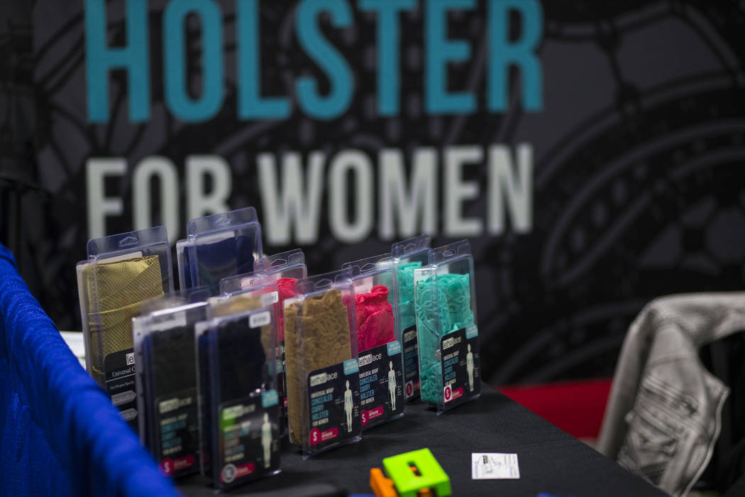 A concealed-carry gun holster for women by Lethal Lace during SHOT Show at the Sands Expo and Convention Center in Las Vegas on Thursday, Jan. 19, 2017. (Chase Stevens/Las Vegas Review-Journal) @c ...