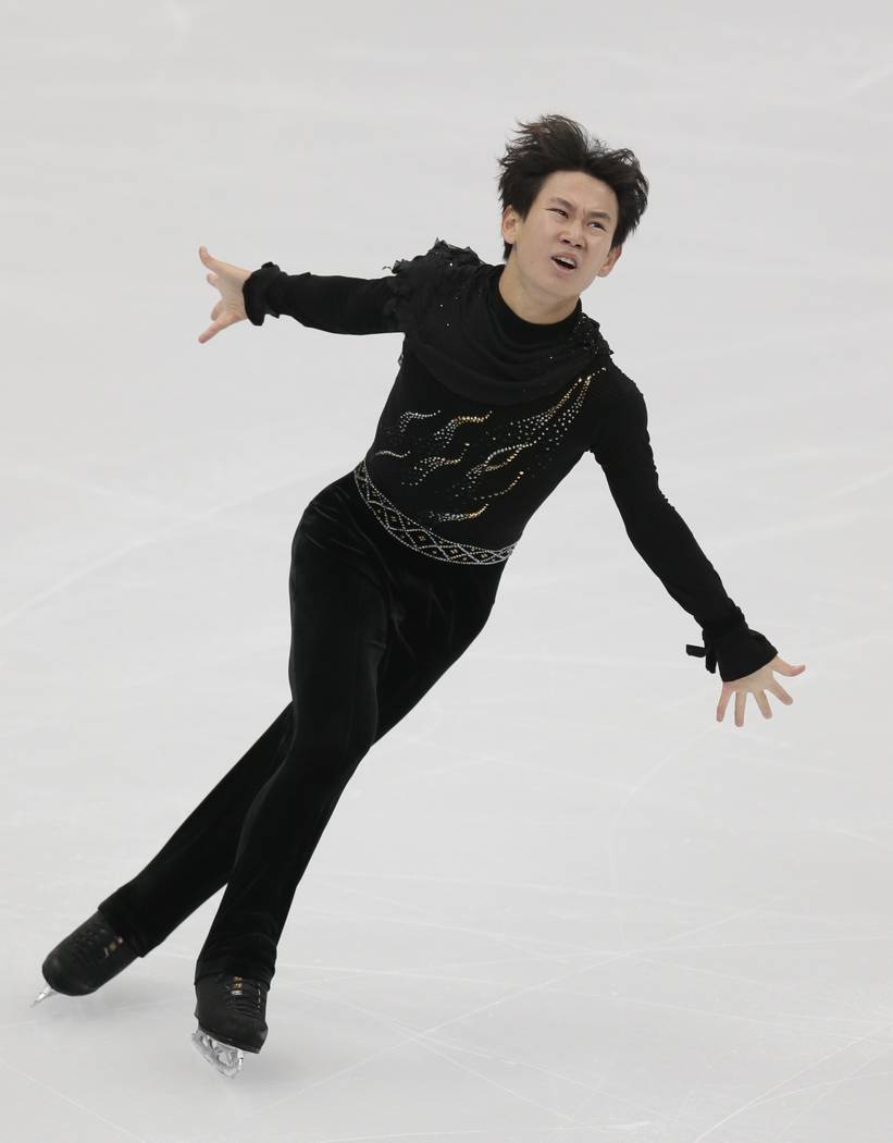 Denis Ten, of Kazakhstan, skates his free program at the Rostelekom Cup ISU Grand Prix figure skating event in Moscow, Russia on Oct. 21, 2017. (AP Photo/Ivan Sekretarev, File)