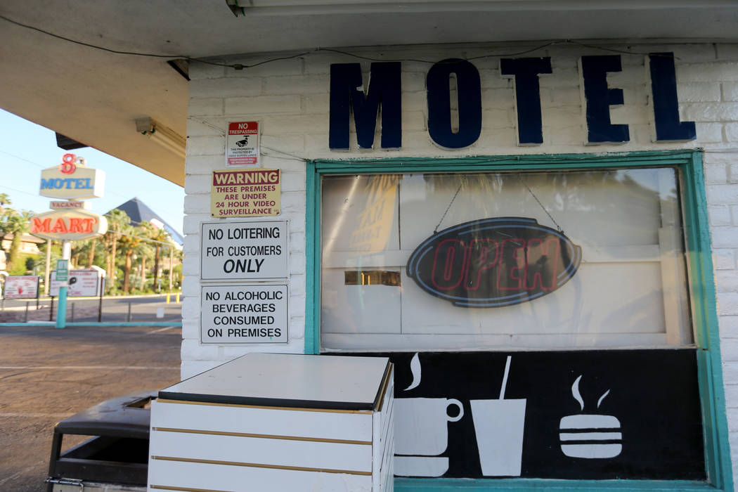 The closed Motel 8 on the south Strip in Las Vegas Thursday, July 19, 2018. K.M. Cannon Las Vegas Review-Journal @KMCannonPhoto