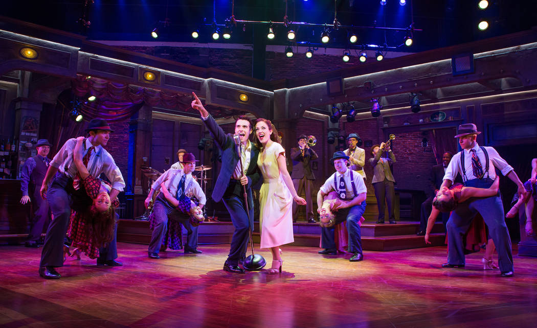 Donny Nova (Corey Cott) and Julia Trojan (Laura Osnes) in the Broadway musical "Bandstand."