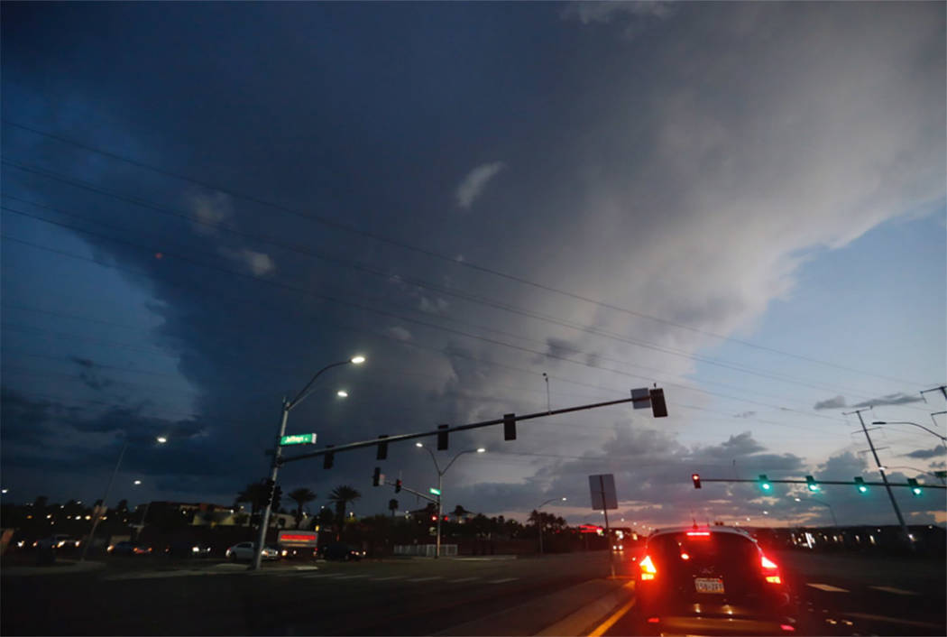 A storm dumps rain over Henderson on Friday, July 20, 2018. (Chitose Suzuki/Las Vegas Review-Journal)