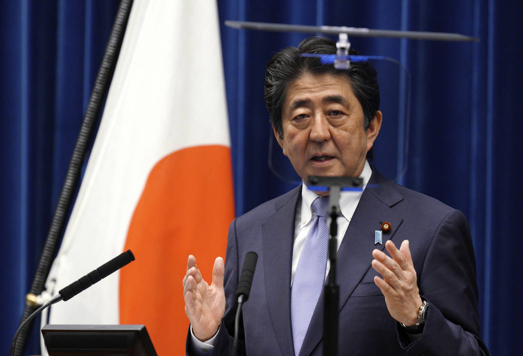 Japanese Prime Minister Shinzo Abe delivers a speech during a press conference at the prime minister's official residence in Tokyo Friday, July 20, 2018. (Eugene Hoshiko/AP)