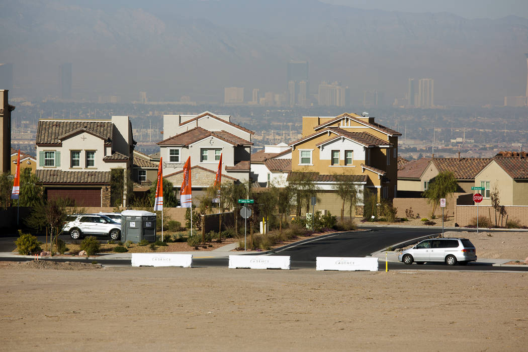 A view of completed single family homes at Cadence, a 2,300-acre master planned community, is seen in Henderson in 2016. (Las Vegas Review-Journal)