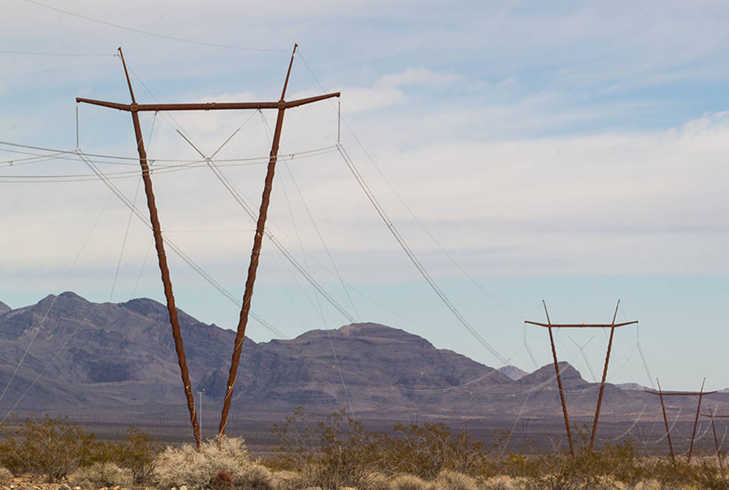 The One Nevada Transmission Line is seen at the Harry Allen Generating Station, north of Las Vegas, in 2014. (Chase Stevens/Las Vegas Review-Journal)