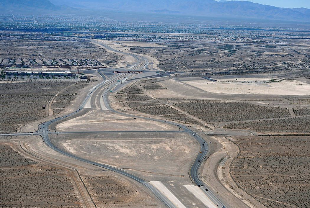 An aerial view of the Losee Road interchange at the northern 215 Beltway, seen in 2014. (Las Vegas Review-Journal)