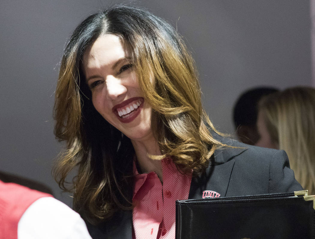 Desiree Reed-Francois arrives at a news conference in the Redd Building in Las Vegas to be formally introduced as UNLV's athletic director on Tuesday, April 18, 2017. Heidi Fang/Las Vegas Review-J ...