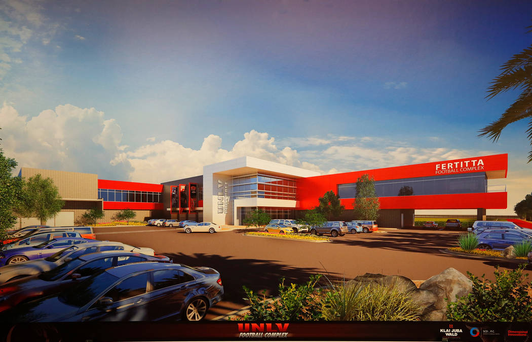 This is a handout rendering of the Fertitta Football Complex released by UNLV, Tuesday, Sept. 13, 2016. UNLV announced the largest single gift in its history on Tuesday as the Fertitta family has ...