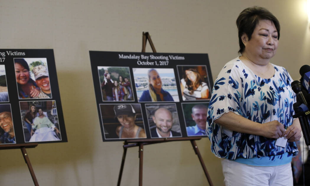 Joyce Shipp, 72, of Las Vegas, who lost her daughter, Laura Shipp, from gunfire in the Oct. 1, 2017, Las Vegas shooting, talks about that evening and MGM's decision, during a personal account brou ...