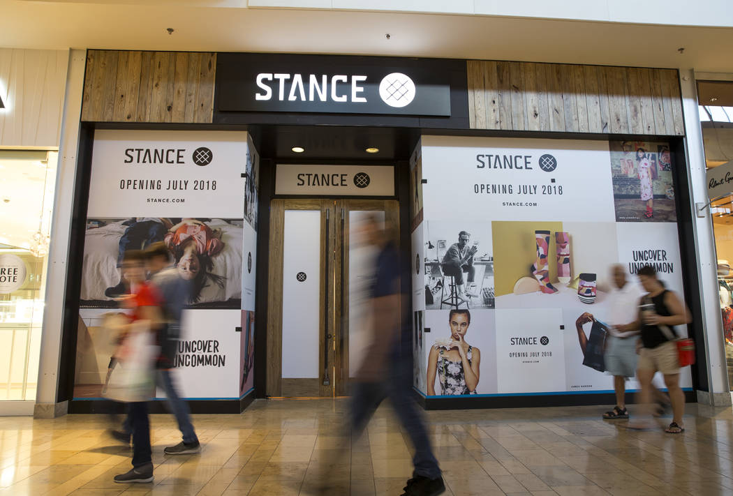 People walk past Stance at the Fashion Show mall in Las Vegas on Monday, July 23, 2018. Richard Brian Las Vegas Review-Journal @vegasphotograph