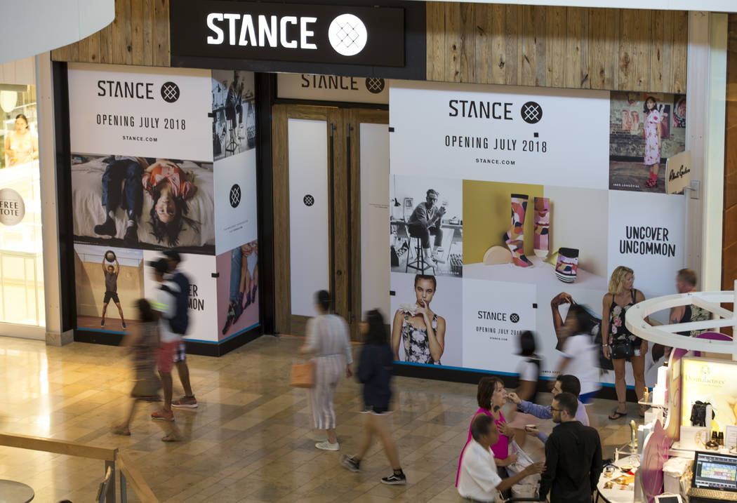People walk past Stance at the Fashion Show mall in Las Vegas on Monday, July 23, 2018. Richard Brian Las Vegas Review-Journal @vegasphotograph