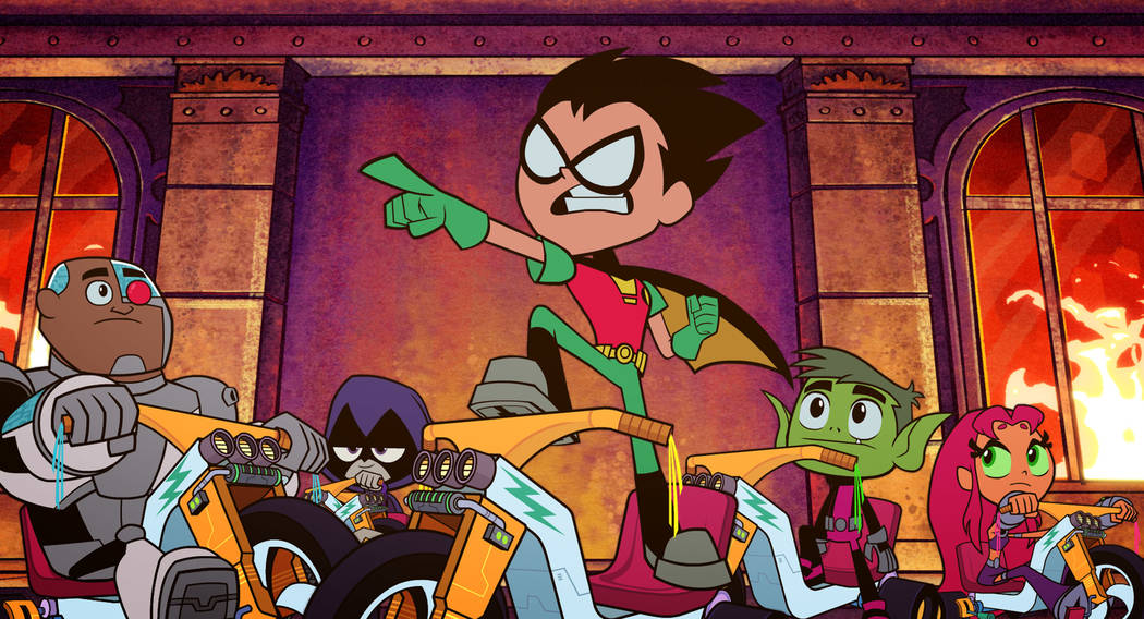 TTG-FP-066 Film Name: TEEN TITANS GO! TO THE MOVIES Copyright: © 2018 WARNER BROS. ENTERTAINMENT INC. ALL RIGHTS RESERVED Photo Credit: Courtesy of Warner Bros. Pictures Caption: (L-R) Cyborg ...